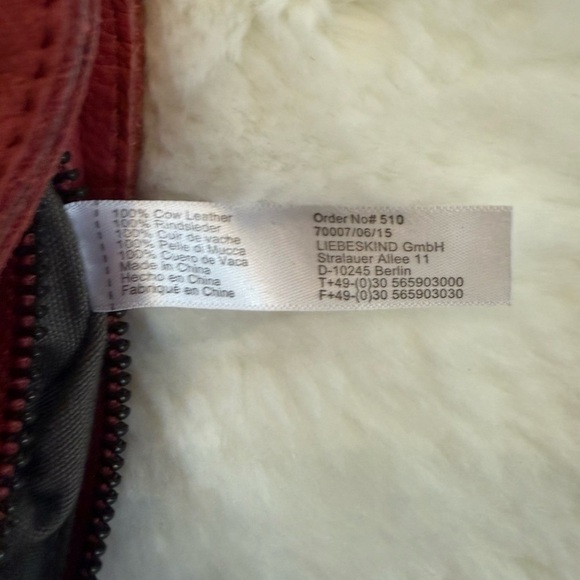 LIEBESKIND Berlin Red Leather Mini Crossbody Bag Chain Strap Cowhide - Picture 12 of 15